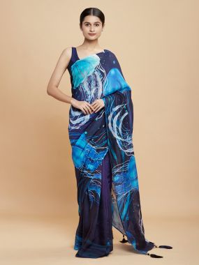 Marine Contrasts Saree
