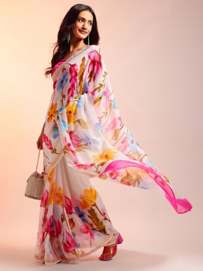 Ivory Blossom Saree
