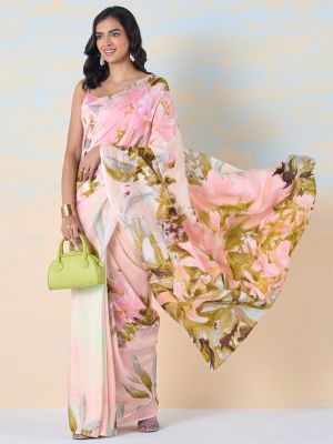 Roseate Canvas Saree