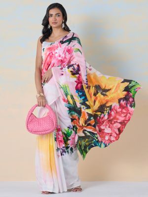 Roseate Canvas Saree