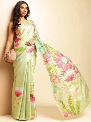 Seafoam Petals Saree