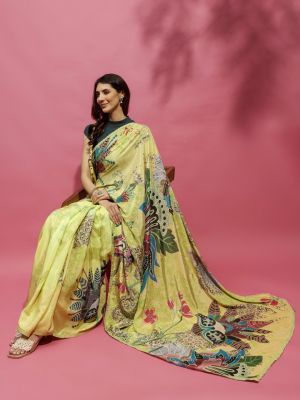 Pastel Stamps Saree
