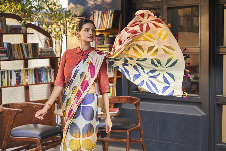 latest tie and dye print sarees 