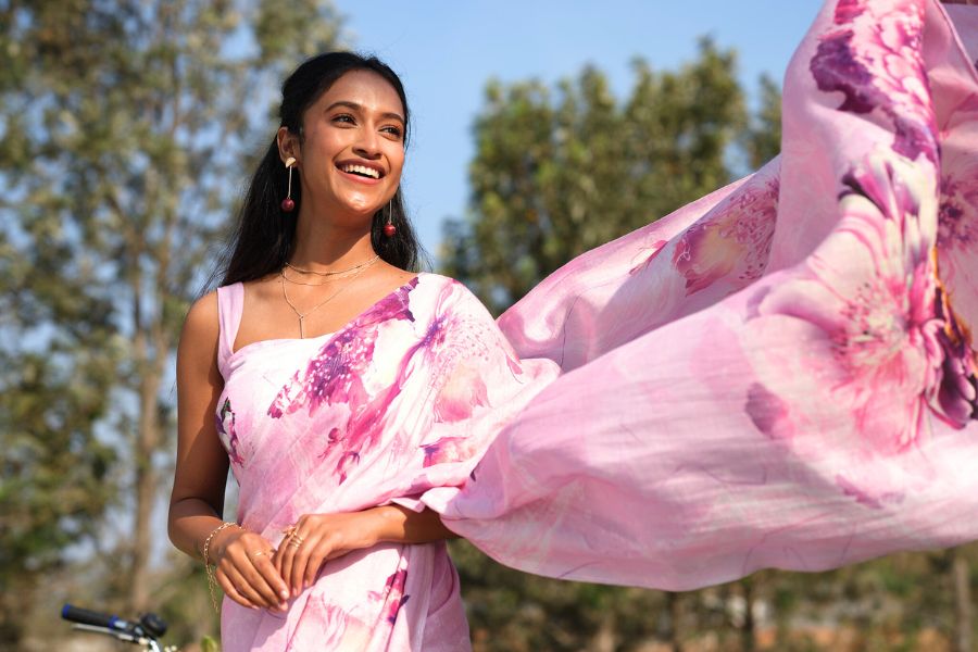 pink-floral-saree